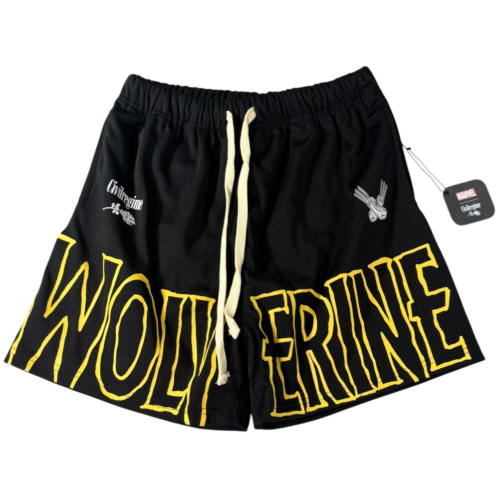 Civil Regime Marvel Wolverine Mesh Basketball Shorts Mens Small Black Yellow New